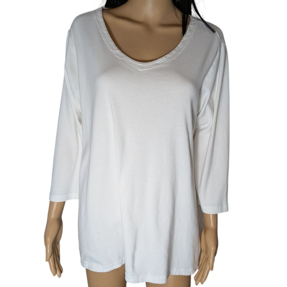 J-jill Pima Cotton V Neck 3/4 Sleeve Shirt XL